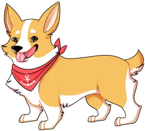 Happy Corgi With Bandana