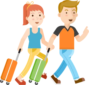 Happy Couple Traveling With Luggage PNG image