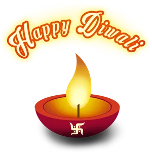 Happy Diwali Greetingwith Diya PNG image