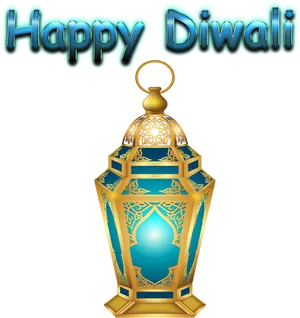 Happy Diwali Lantern Celebration PNG