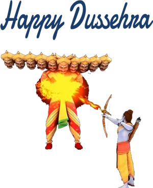 Happy Dussehra Celebration Archerand Effigy PNG image