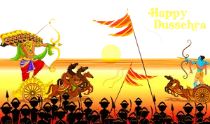 Happy Dussehra Celebration Illustration PNG