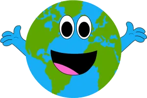 Happy Earth Cartoon Character PNG image