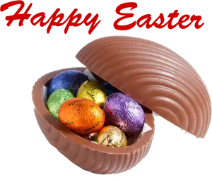 Happy Easter Chocolate Eggand Foil Wrapped Candies PNG image