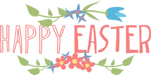 Happy Easter Floral Greeting PNG image