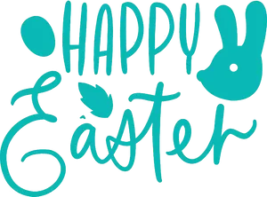 Happy Easter Teal Greeting PNG image