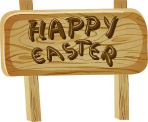 Happy Easter Wooden Sign Illustration PNG image