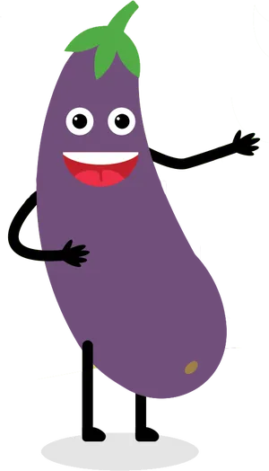 Happy Eggplant Character Cartoon PNG image