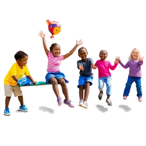 Happy Faces Kids Playing PNG Myg PNG