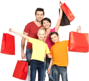 Happy Family Enjoying Shopping Together