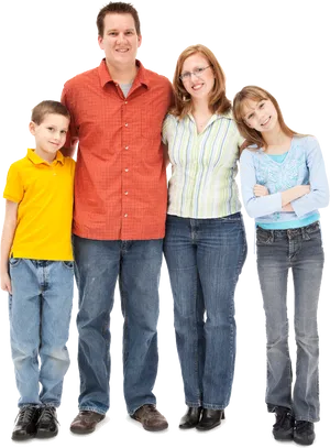 Happy Family Portrait Standing Together PNG image