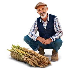 Happy Farmer Illustration PNG 05242024