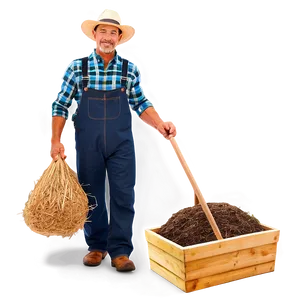Happy Farmer Illustration PNG Aff