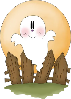 Happy Ghost Emergingfrom Fence PNG image