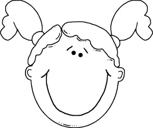 Happy Girl Cartoon Head Vector