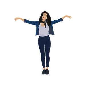 Happy Girl Spreading Arms Illustration