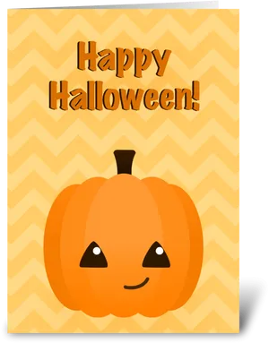 Happy Halloween Chevron Pattern Pumpkin Card PNG image