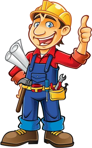Happy Handyman Cartoon Character PNG image