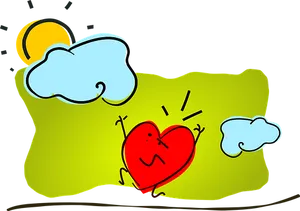 Happy Heart Cartoon Sunrise
