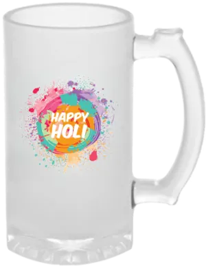 Happy Holi Festival Colorful Beer Mug PNG image