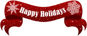 Happy Holidays Banner Red Snowflakes