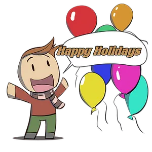 Happy Holidays Cartoon Character Balloons PNG image