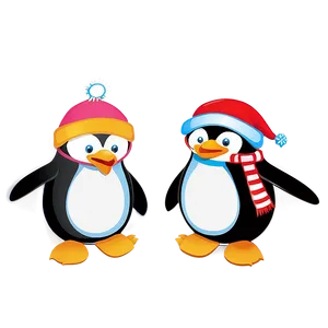 Happy Holidays Cheerful Penguins PNG 14