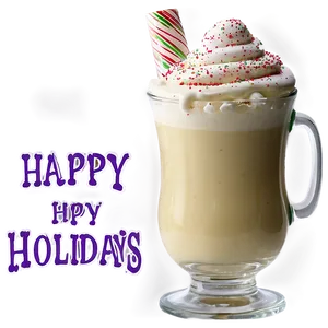 Happy Holidays Eggnog Glass PNG Usy88