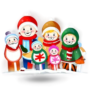 Happy Holidays Family Illustration PNG Xlb59
