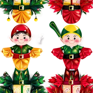 Happy Holidays Festive Elves PNG 05232024