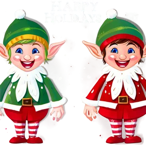 Happy Holidays Festive Elves PNG 30