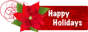 Happy Holidays Poinsettia Banner