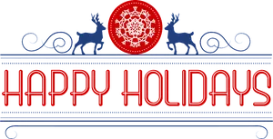 Happy Holidays Reindeer Snowflake Banner PNG image