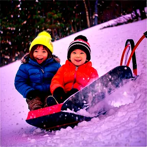 Happy Holidays Sledding Adventure PNG 05232024
