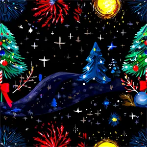 Happy Holidays Starry Night PNG 27