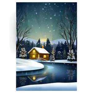Happy Holidays Winter Scene PNG Eea