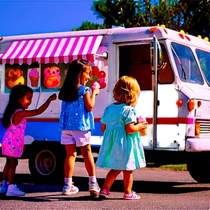 Happy Kids At Ice Cream Truck PNG Fvk77 PNG
