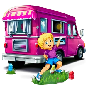 Happy Kids At Ice Cream Truck PNG Xbq3 PNG