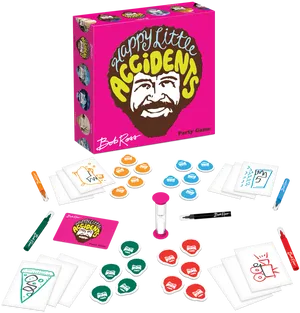 Happy Little Accidents Party Game Bob Ross PNG image