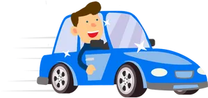 Happy Man Driving Car Cartoon PNG
