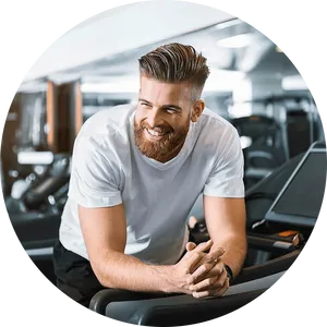 Happy Man Exercisingon Treadmill PNG image