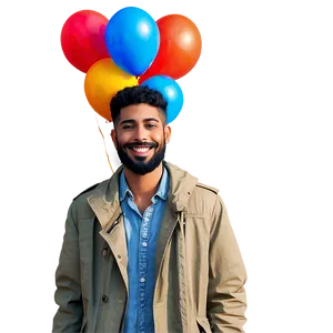 Happy Man With Balloons PNG 06272024 PNG