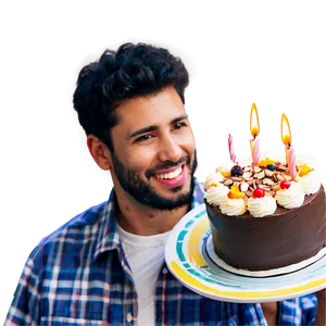 Happy Man With Cake PNG 1 PNG