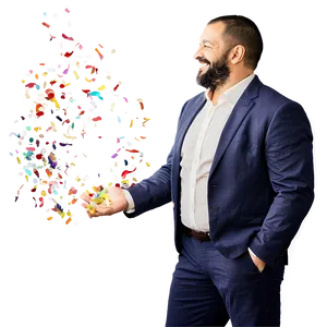 Happy Man With Confetti PNG Fdx25 PNG