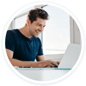 Happy Man Workingon Laptop PNG image
