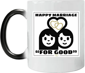 Happy Marriage Mug Design PNG image