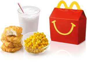 Happy Mealwith Nuggets Cornand Milk PNG