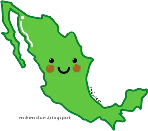 Happy Mexico Map Cartoon Character PNG image