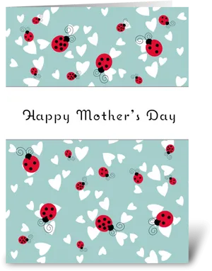 Happy Mothers Day Ladybug Heart Pattern PNG image