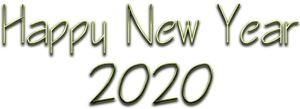 Happy New Year2020 Glowing Text PNG image